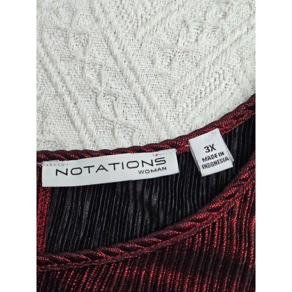 Notations Womens 3X Red Crinkle Textured Short-Sleeve Top - Picture 3 of 5